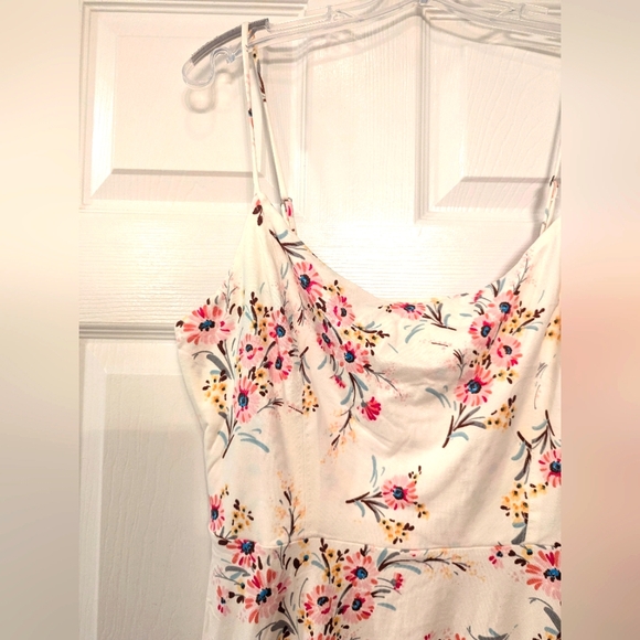 NWT Nine Britton Floral Knit mini cream coral Strappy skater beachy Dress sz XLP - Picture 8 of 14